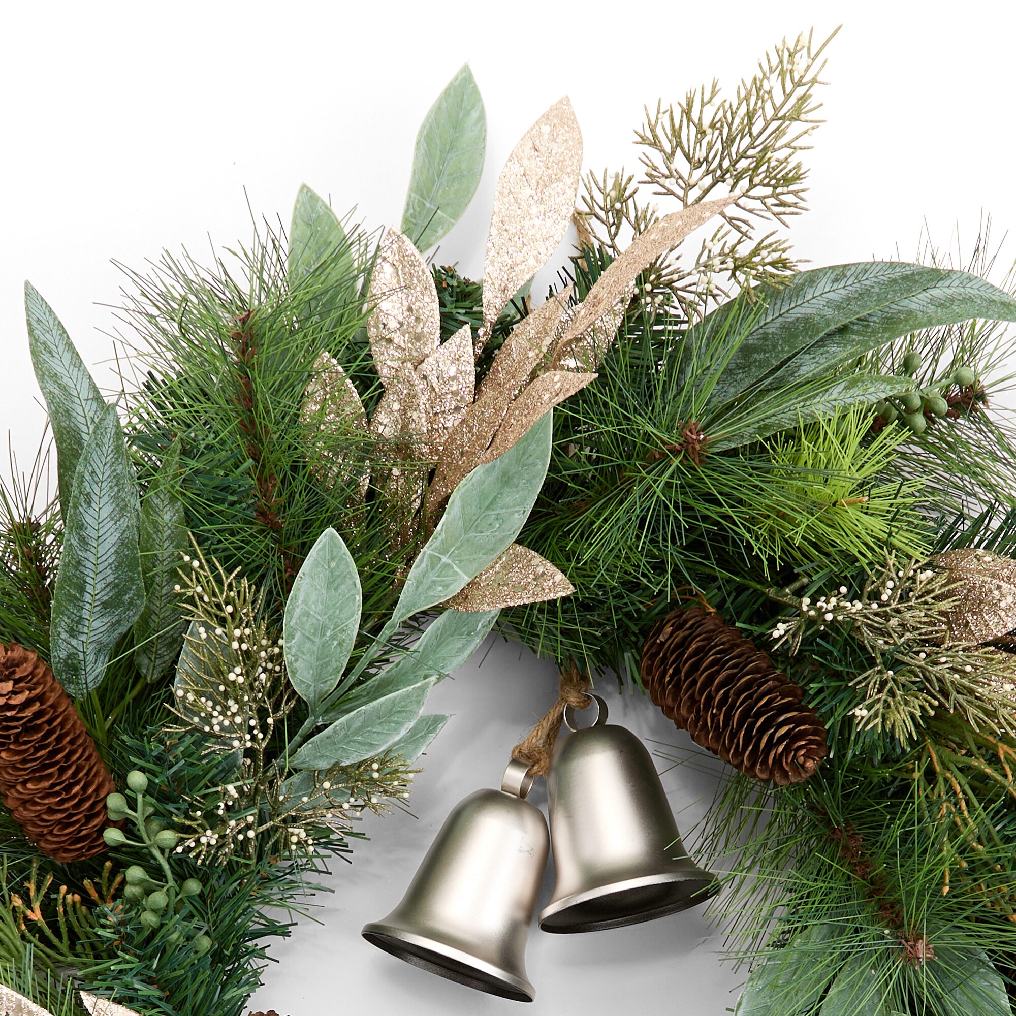 North Pole Trading Co. Babies Breath N Bells Wreath