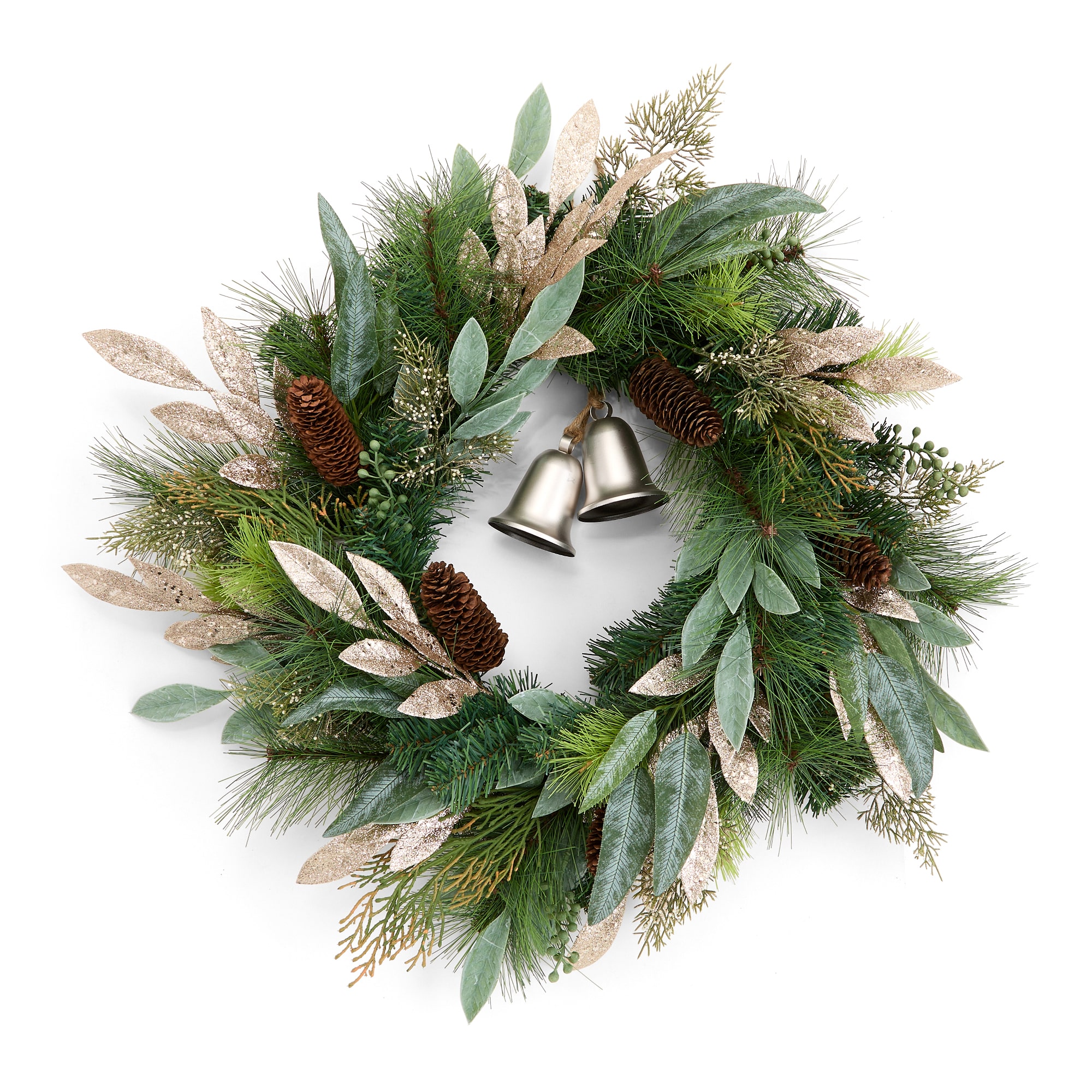 North Pole Trading Co. Babies Breath N Bells Wreath