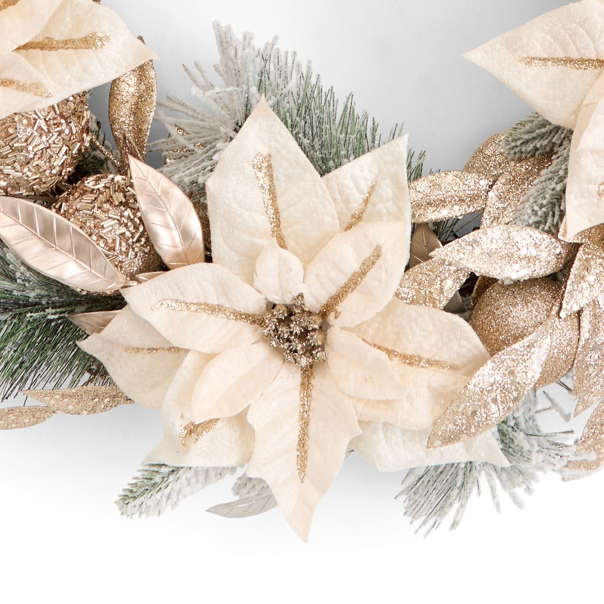 North Pole Trading Co. Metallic Poinsettia Wreath