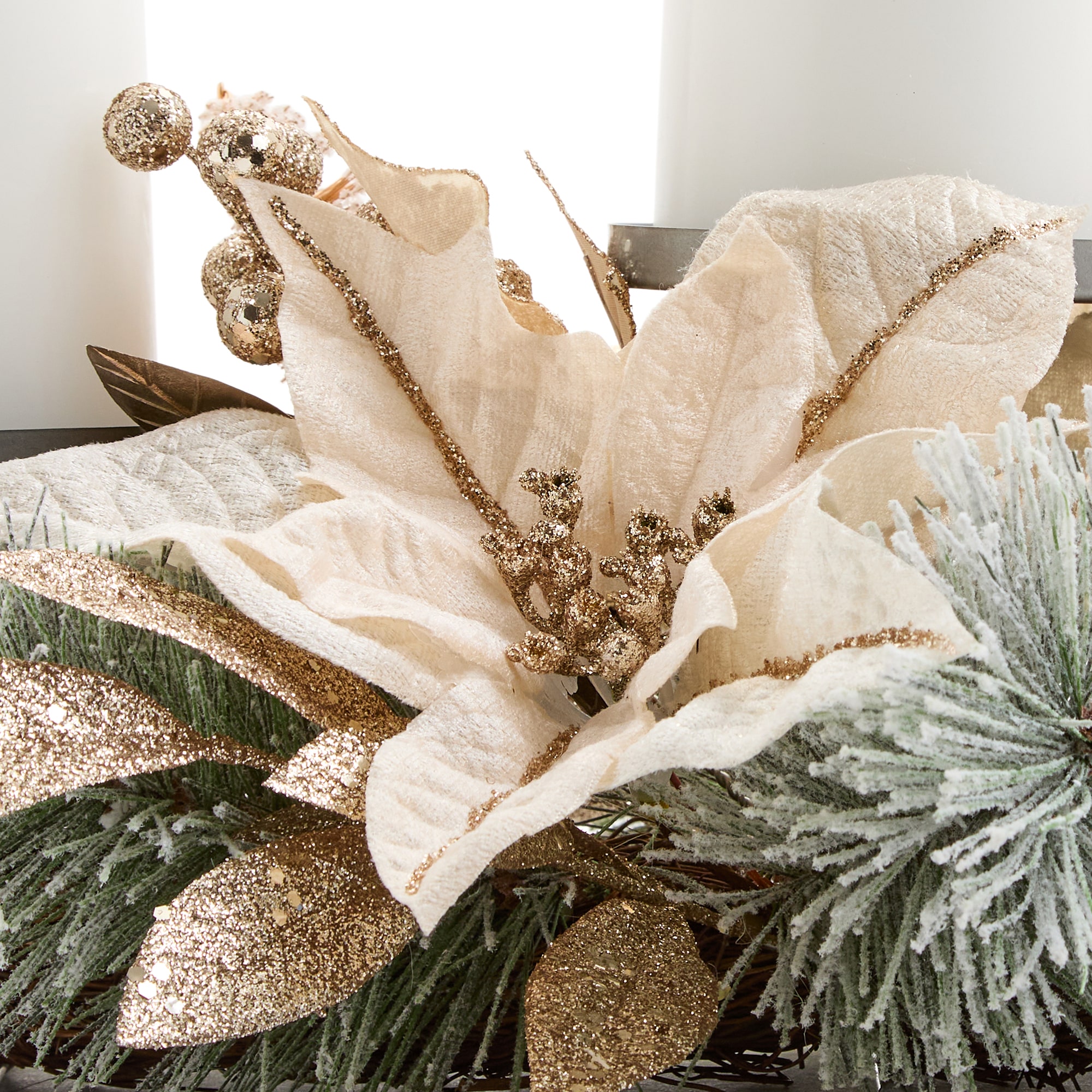 North Pole Trading Co. Poinsettia Centerpiece Candle Holder