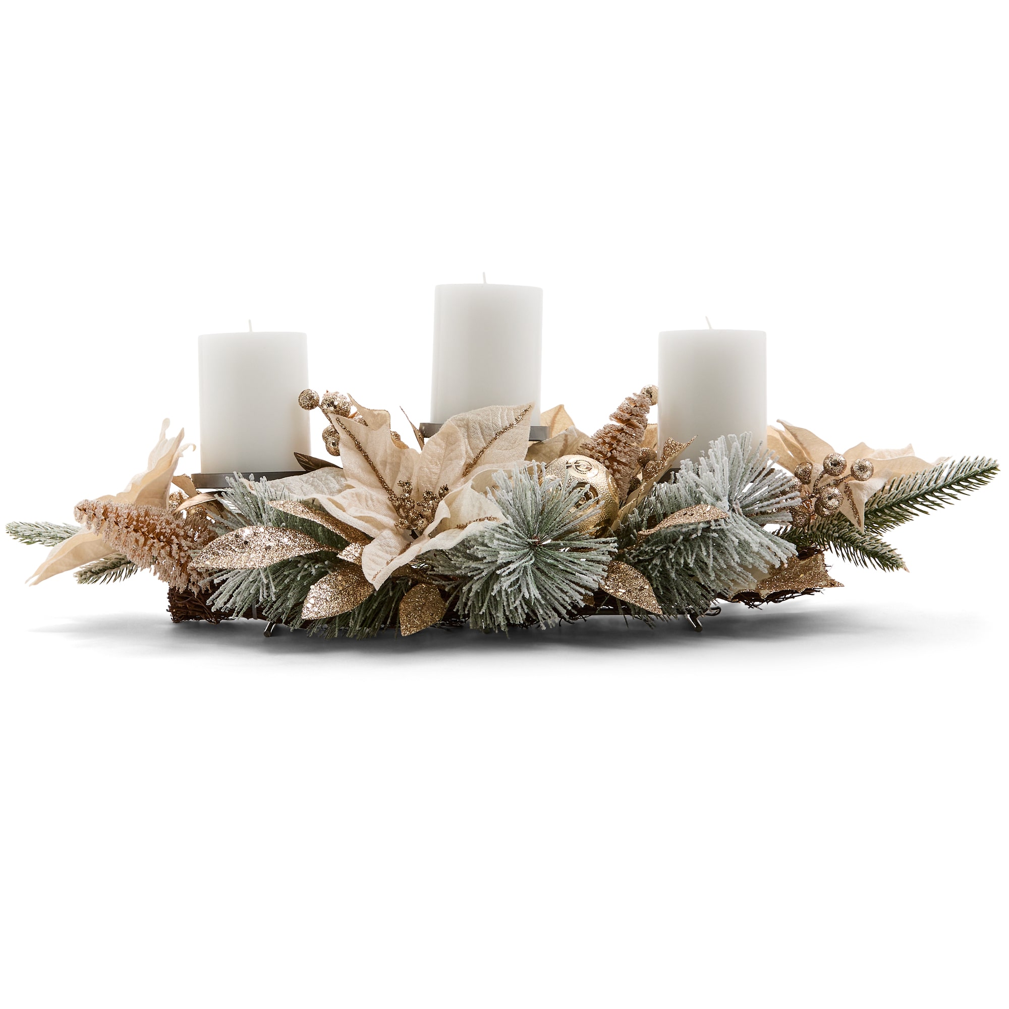 North Pole Trading Co. Poinsettia Centerpiece Candle Holder