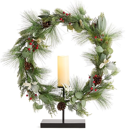 Martha Stewart 30" Led Pillar Candle Wreath