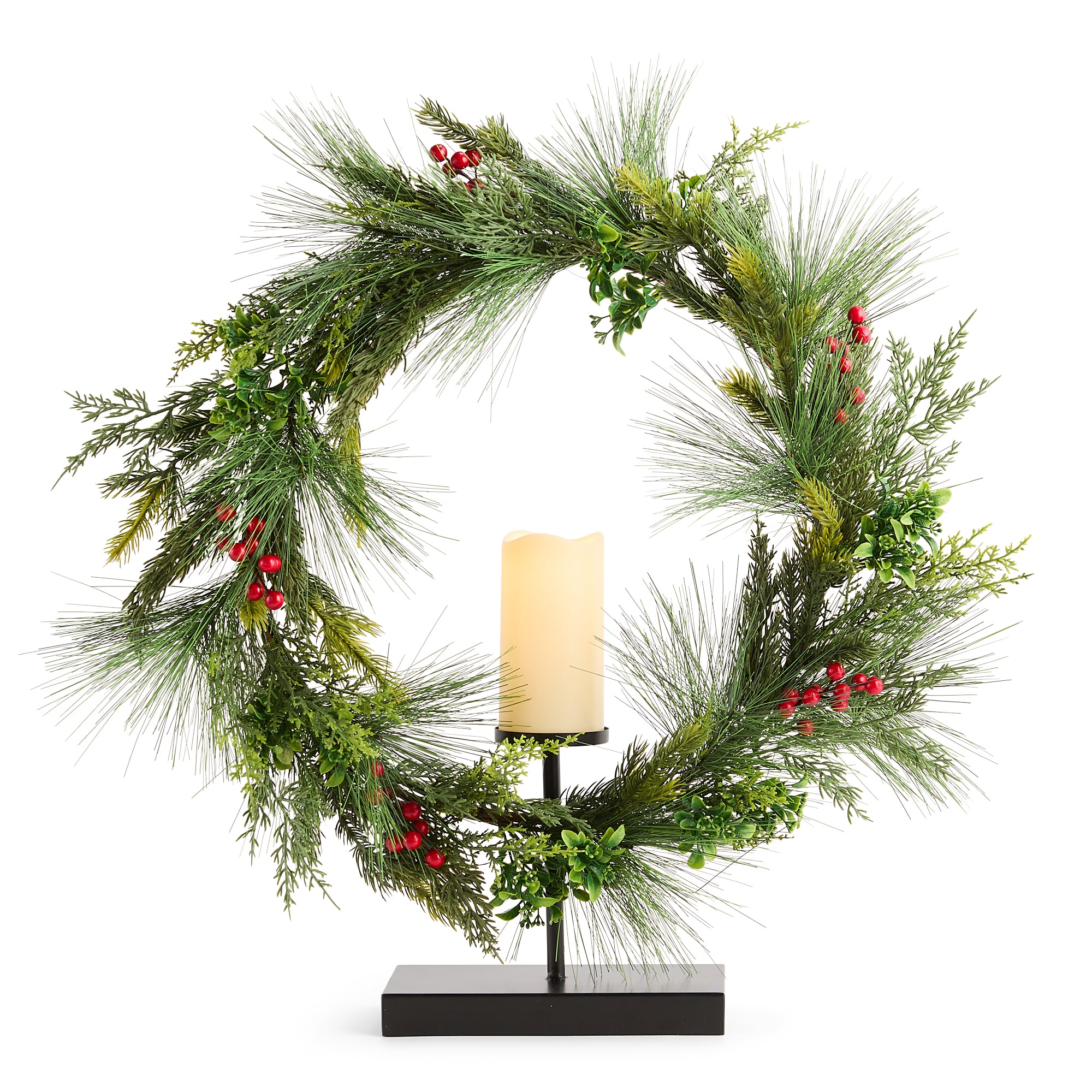 Martha Stewart 26" Led Pillar Candle Wreath Wreath