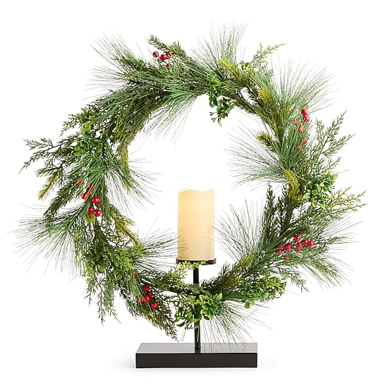 Martha Stewart 26" Led Pillar Candle Wreath