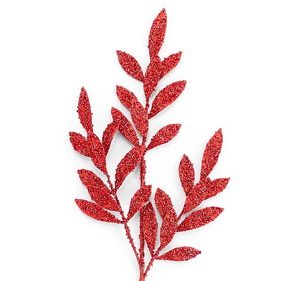Martha Stewart Red Glitter Leaf Pick
