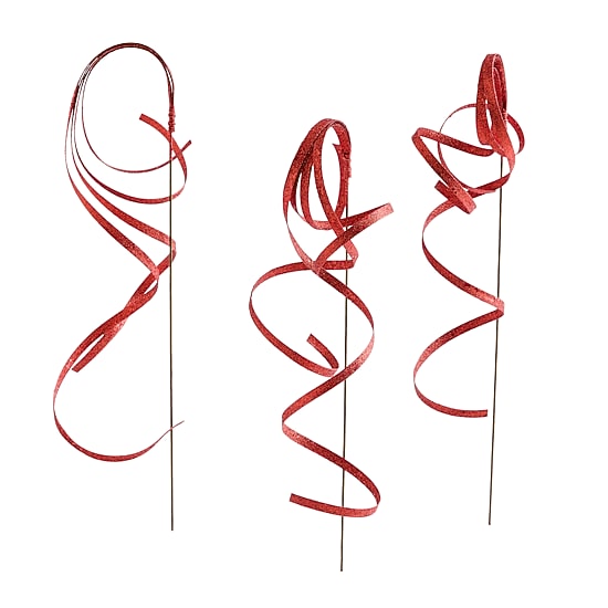 North Pole Trading Co. Red Glitter Spiral 3-pc. Pick