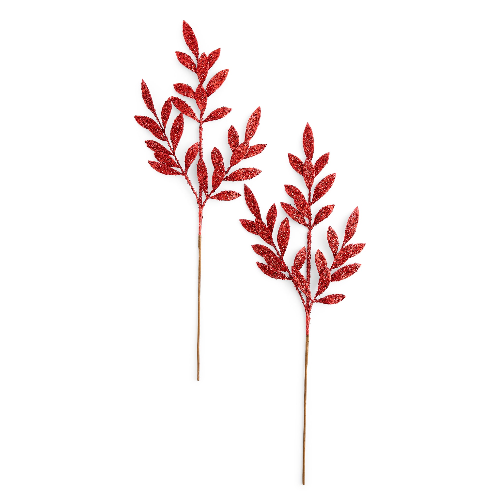 Martha Stewart Red Glitter Leaf Pick 2-pc. Pick
