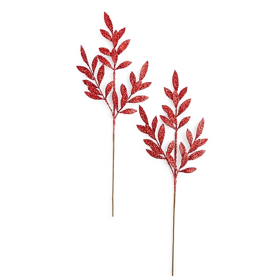 Martha Stewart Red Glitter Leaf 2-pc. Pick