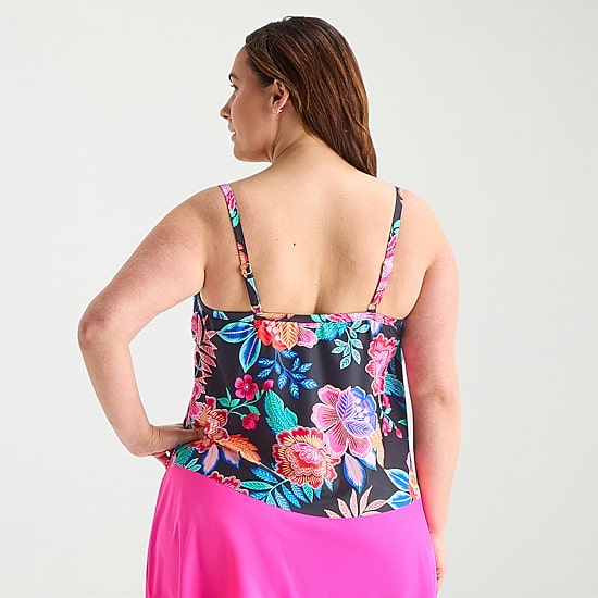 Sonnet Shores Womens Floral Plus Tankini Swimsuit Top