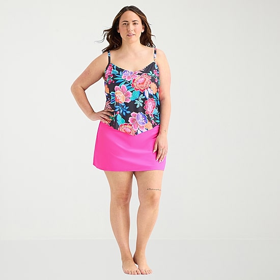 Sonnet Shores Womens Floral Plus Tankini Swimsuit Top