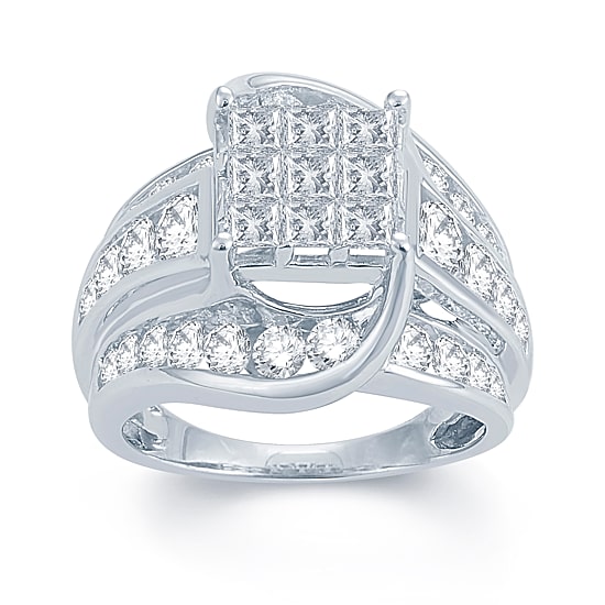 3 CT.T.W. Natural Diamond 14K White Gold Engagement Ring