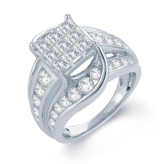3 CT.T.W. Natural Diamond 14K White Gold Engagement Ring