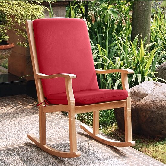 High Back Solid Red With Ties Patio Seat Cushion