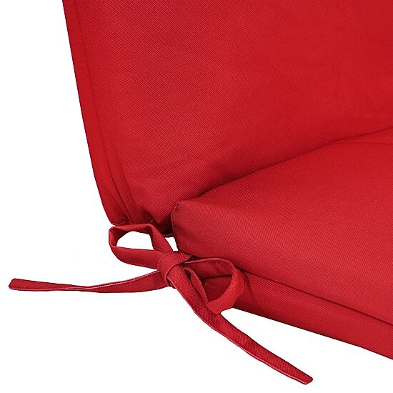 High Back Solid Red With Ties Patio Seat Cushion