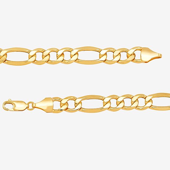 Mens 10K Gold 9 Inch Hollow Figaro Chain Bracelet