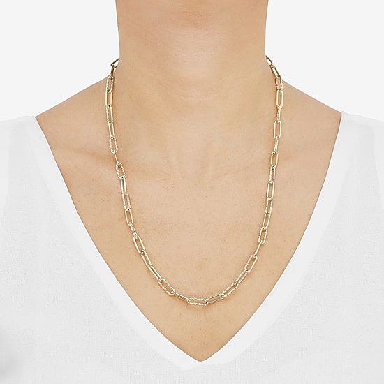 Gold Addiction Womens 14K Gold 22 Inch Link Necklace