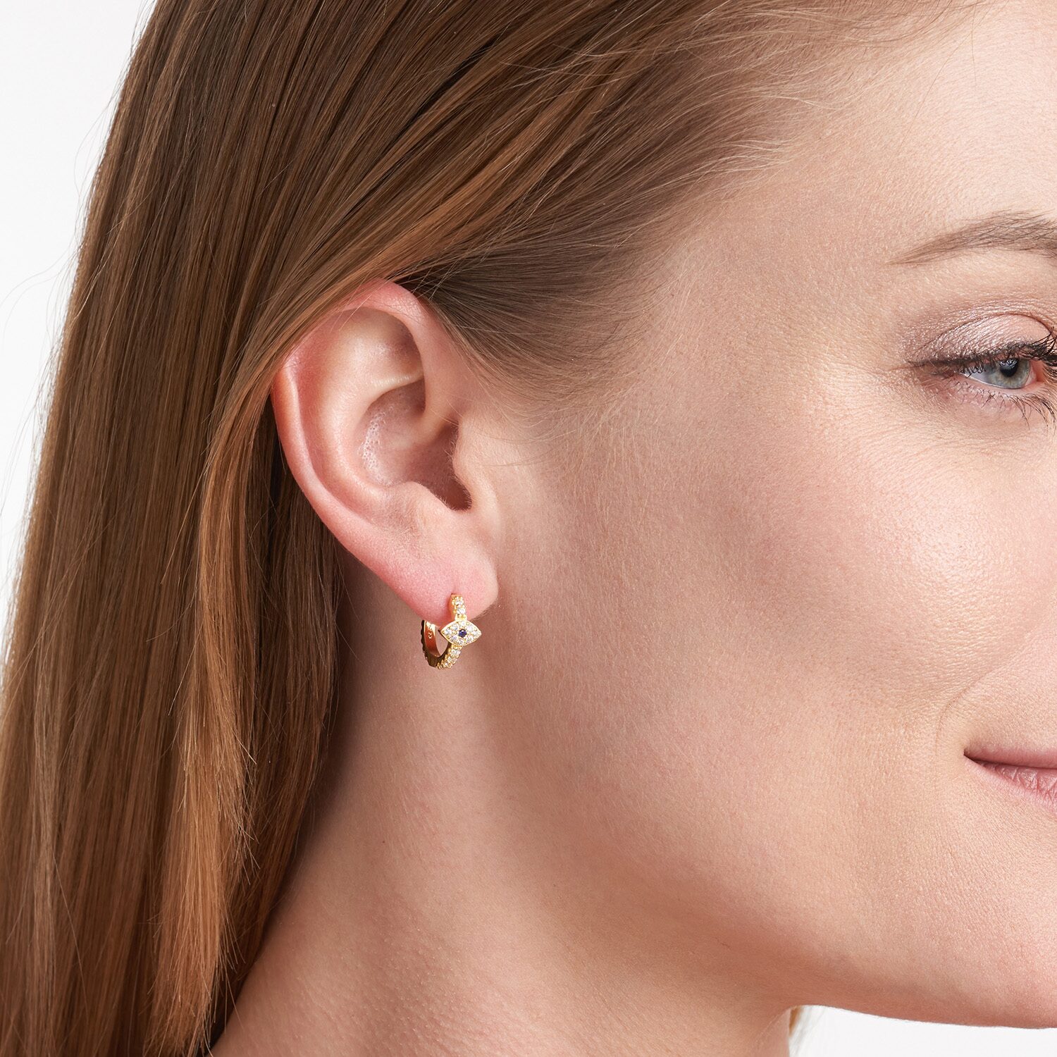 Womens 3/4 CT. T.W. Multi Color Cubic Zirconia 18K Gold Over Silver 14.7mm Evil Eye Hoop Earrings