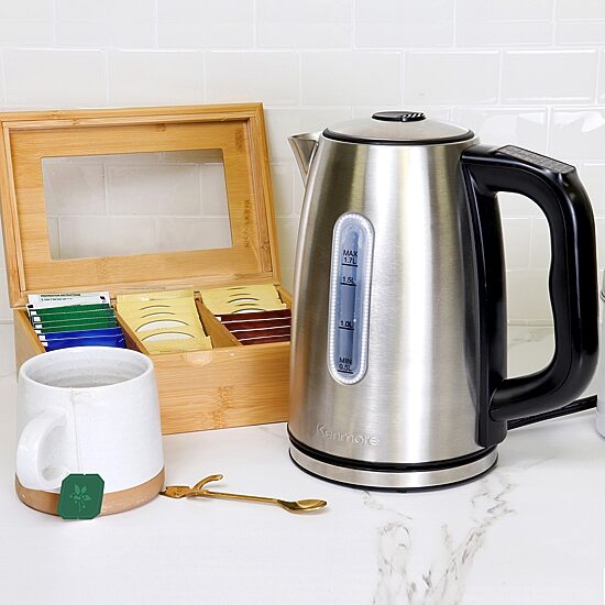 Kenmore 1.7L Cordless Electric Tea Kettle with 6 Temperature Pre-Sets