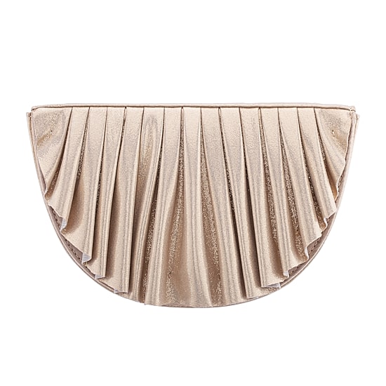 N By Nina Pleated Metallic Half Moon Clutch