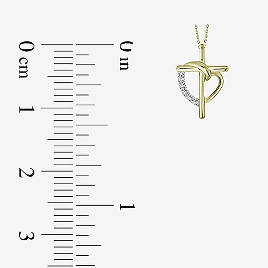 Womens Diamond Accent Natural White Diamond 10K Gold Cross 18 Inch Pendant Necklace