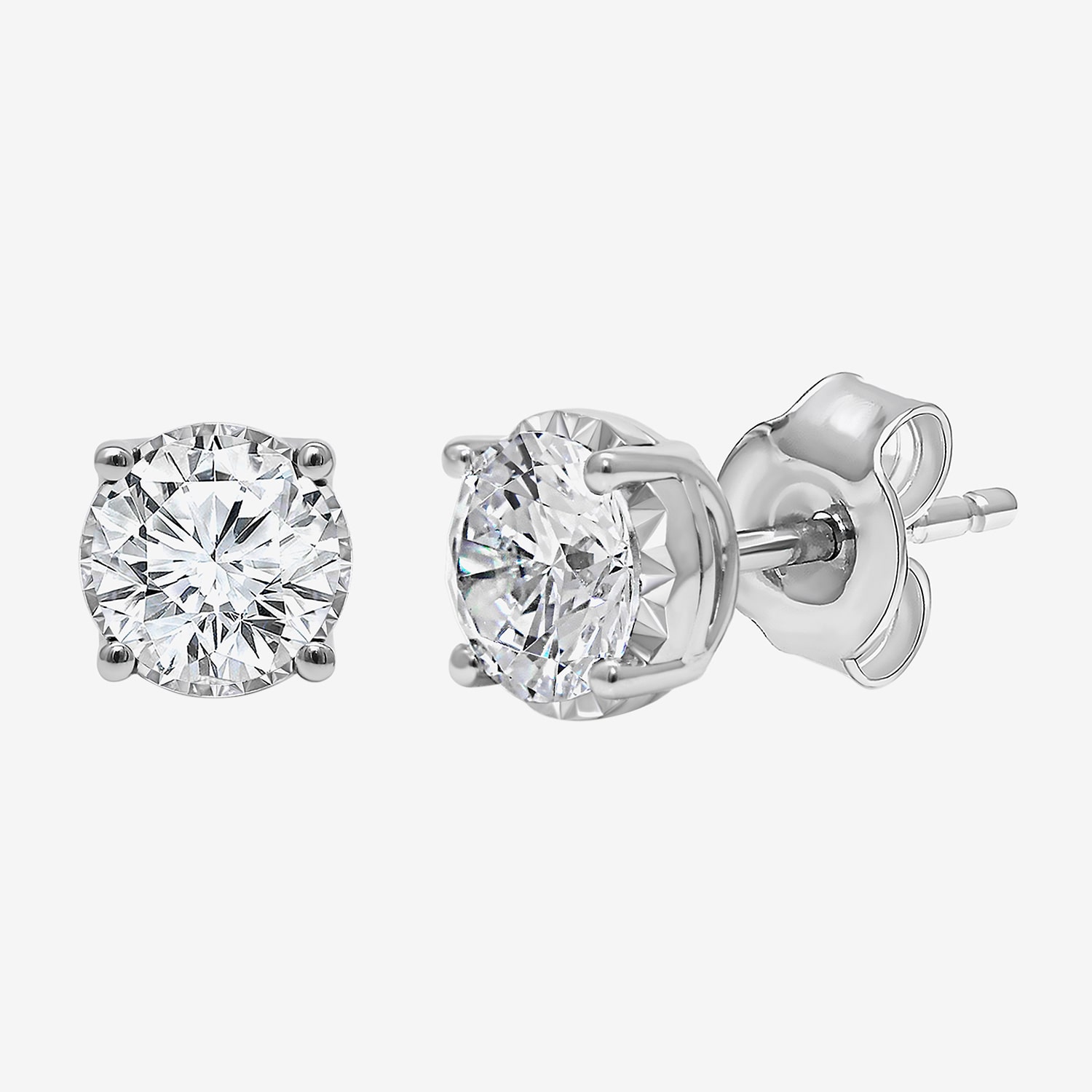 ( I/SI2 )1-1/2 CT. T.W. Lab-Grown Diamond Sterling Silver or 14K Gold over Round Stud Earrings