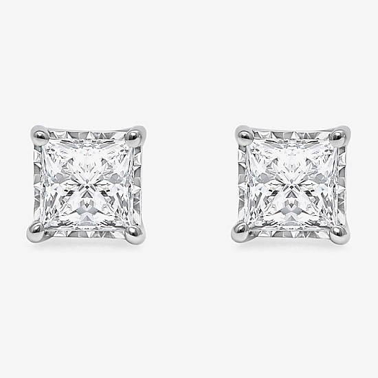 ( I/SI2 ) 1 CT. T.W. Lab-Grown Diamond Sterling Silver or 14K Gold over Silver Princess Stud Earrings