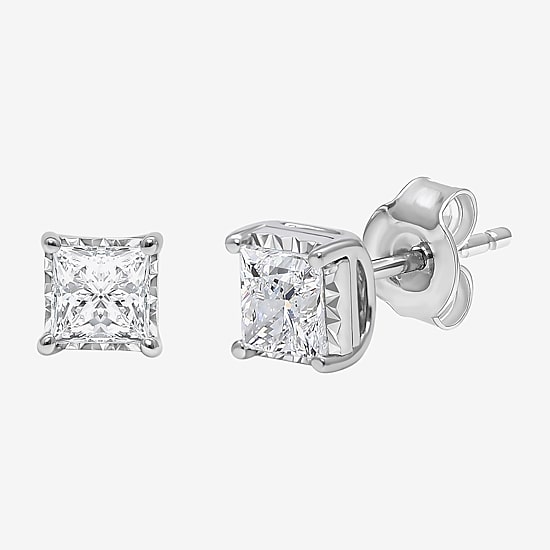 ( I/SI2 ) 1 CT. T.W. Lab-Grown Diamond Sterling Silver or 14K Gold over Silver Princess Stud Earrings