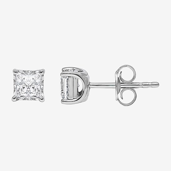 ( I/SI2 ) 1 CT. T.W. Lab-Grown Diamond Sterling Silver or 14K Gold over Silver Princess Stud Earrings