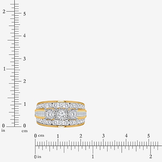 Love Lives Forever (I / I1) Womens 2 CT. T.W. Lab Grown White Diamond 10K Gold Round 3-Stone Engagement Ring