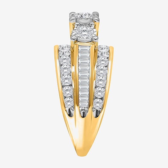 Love Lives Forever (I / I1) Womens 2 CT. T.W. Lab Grown White Diamond 10K Gold Round 3-Stone Engagement Ring