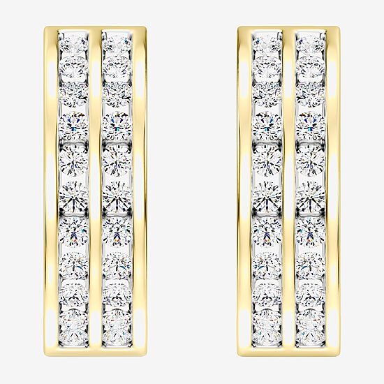 Womens 1 CT. T.W. Lab Grown White Diamond 14K Gold Over Silver Sterling Silver 17.9mm Hoop Earrings