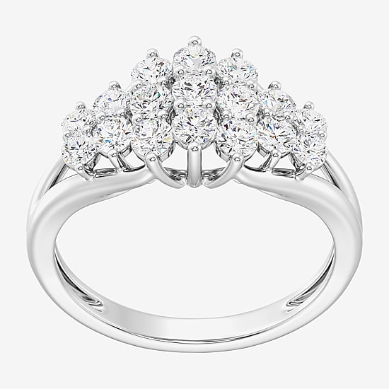 Womens 1 CT. T.W. Lab Grown White Diamond Sterling Silver Cocktail Ring