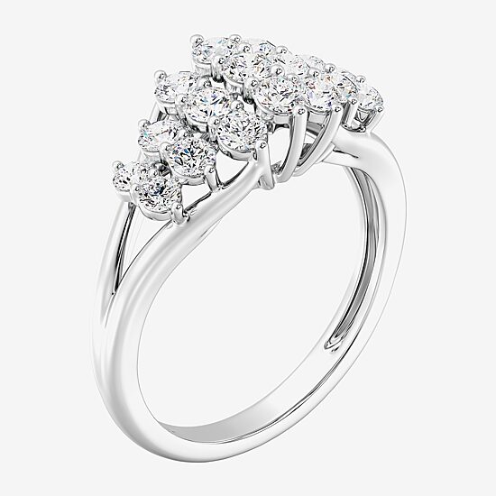 Womens 1 CT. T.W. Lab Grown White Diamond Sterling Silver Cocktail Ring