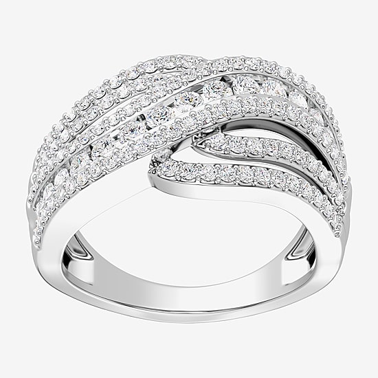 Womens 1 CT. T.W. Lab Grown White Diamond Sterling Silver Cocktail Ring