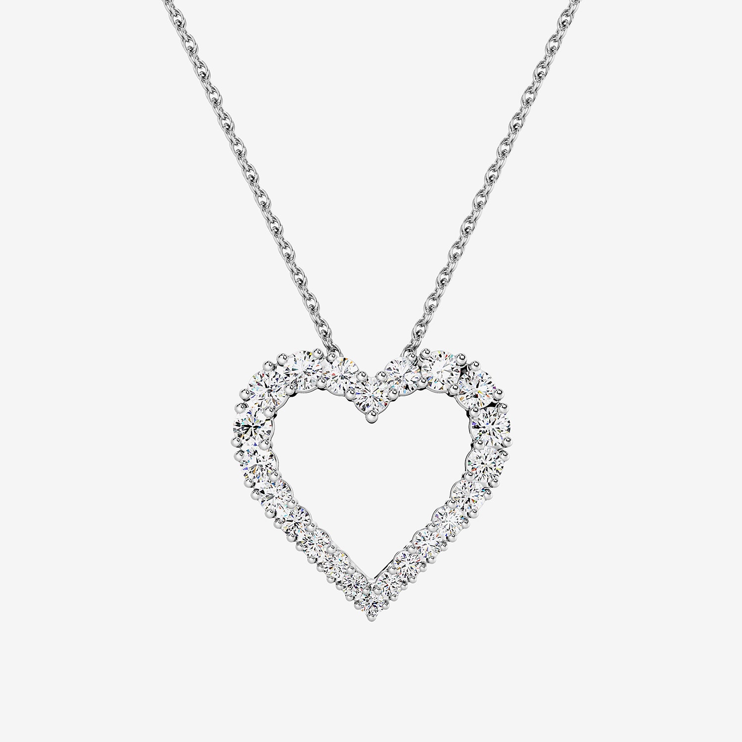 Womens 1 CT. T.W. Lab Grown White Diamond Sterling Silver Heart 18 Inch Pendant Necklace