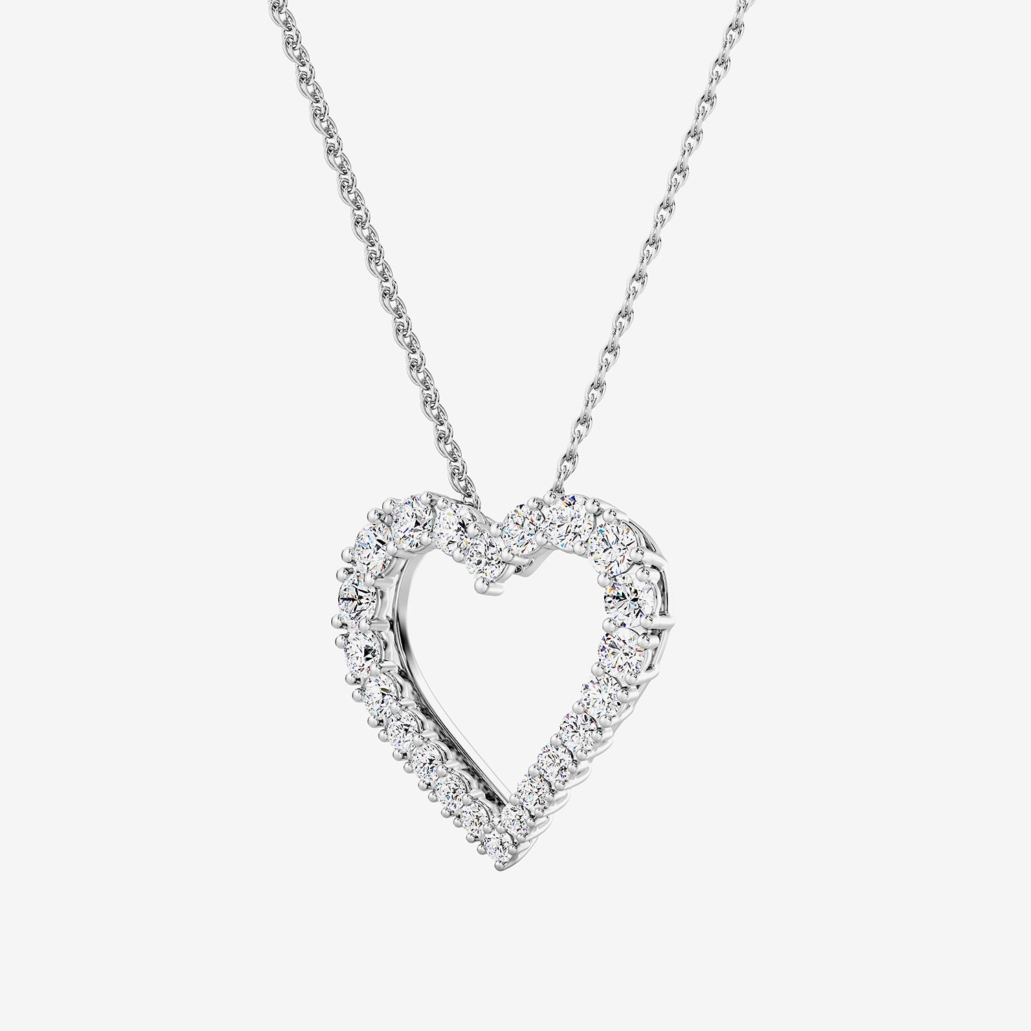 Womens 1 CT. T.W. Lab Grown White Diamond Sterling Silver Heart 18 Inch Pendant Necklace