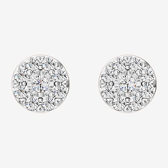 1 CT. T.W. Lab Grown White Diamond Sterling Silver 9.7mm Round Stud Earrings