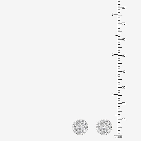 1 CT. T.W. Lab Grown White Diamond Sterling Silver 9.7mm Round Stud Earrings
