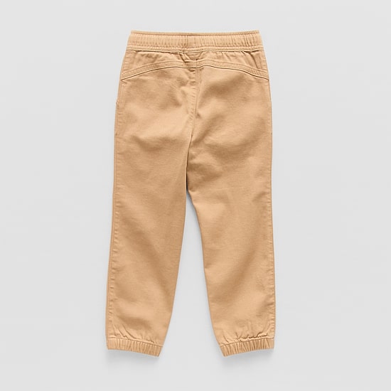 Okie Dokie Twill Tough Cotton Toddler & Little Boys Drawstring Waist Cinched Regular Fit Jogger Pant