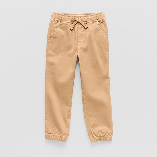 Okie Dokie Twill Tough Cotton Toddler & Little Boys Drawstring Waist Cinched Regular Fit Jogger Pant