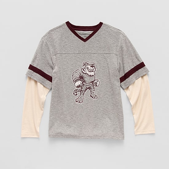 Thereabouts Little & Big Kid Boys V Neck Long Sleeve Regular Fit Graphic T-Shirt