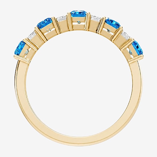 3/8 CT. T.W. Lab-Grown Diamond and Genuine Gemstone 10K Gold Band