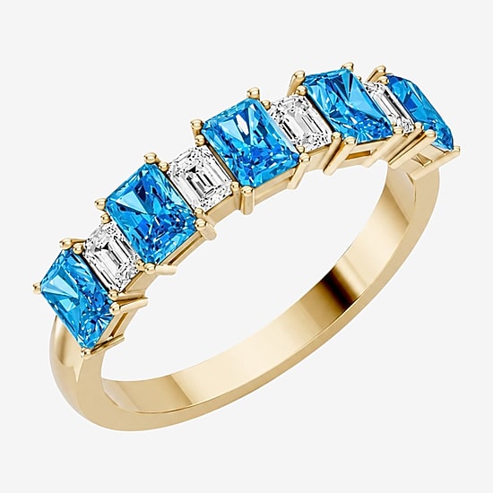 3/8 CT. T.W. Lab-Grown Diamond and Genuine Gemstone 10K Gold Band