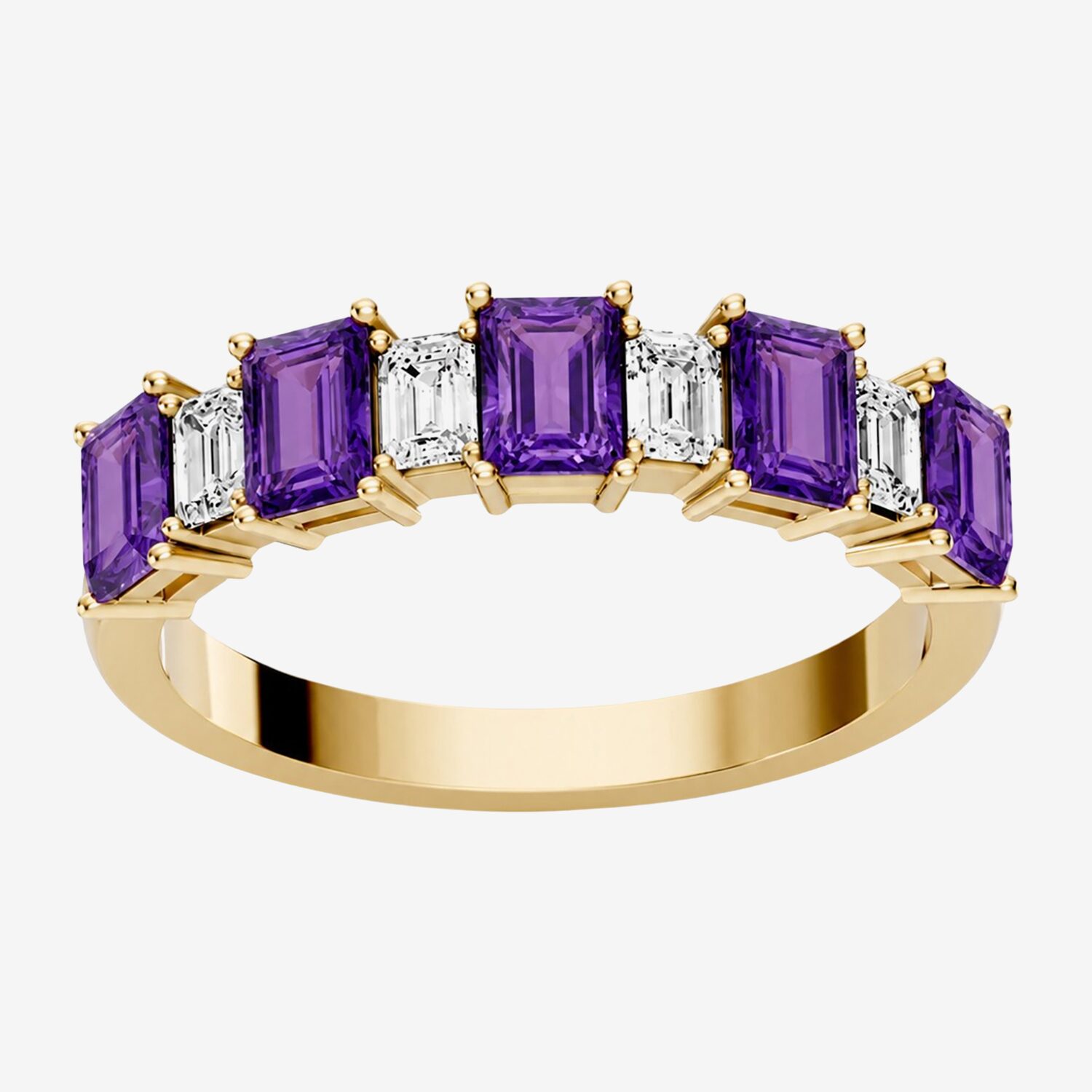 3/8 CT. T.W. Lab-Grown Diamond and Genuine Gemstone 10K Gold Band