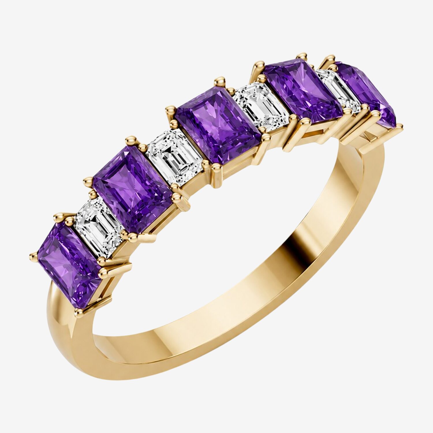 3/8 CT. T.W. Lab-Grown Diamond and Genuine Gemstone 10K Gold Band
