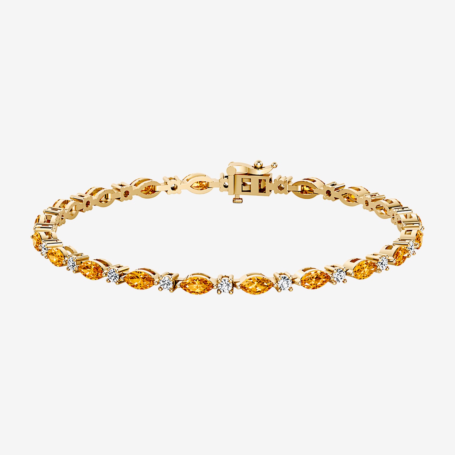 Womens 1 CT. T.W. Genuine Yellow Citrine 10K Gold 7.5 Inch Tennis Bracelet
