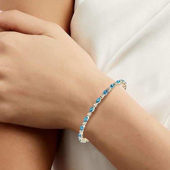 1 CT. T.W. Lab-Grown Diamond and Genuine Gemstone 10K Gold 7.5 Inch Tennis Bracelet