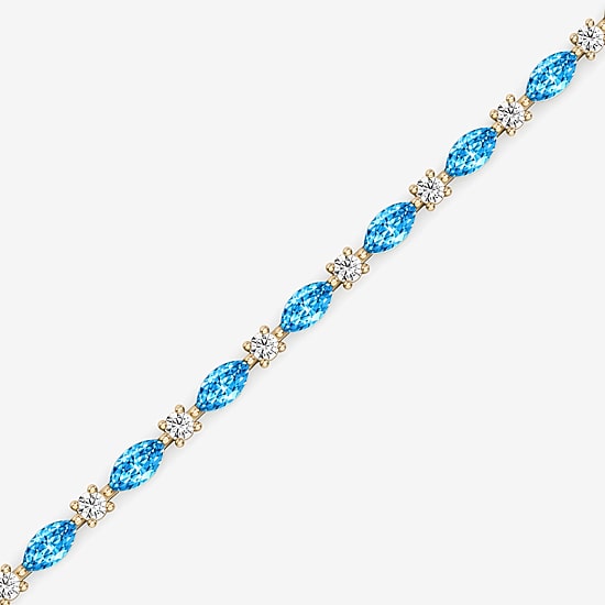 1 CT. T.W. Lab-Grown Diamond and Genuine Gemstone 10K Gold 7.5 Inch Tennis Bracelet