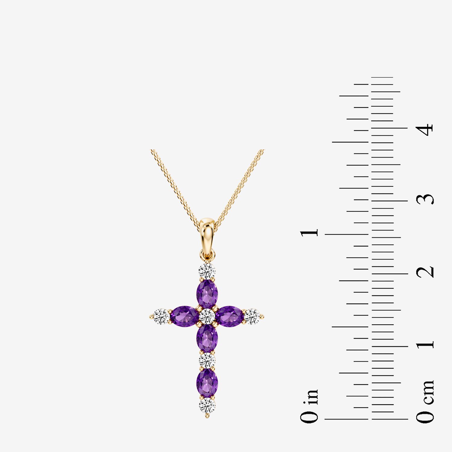 1/4 CT. T.W. Lab-Grownd Diamond and Genuine Gemstone 10K Gold Cross 18 Inch Pendant Necklace