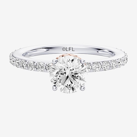 Star Wars Fine Jewelry Star Wars Fine Jewelry Princess Leia (F / Si1) Womens 1 1/2 CT. T.W. Lab Grown White Diamond 10K Gold Round Star Wars Side Stone Engagement Ring